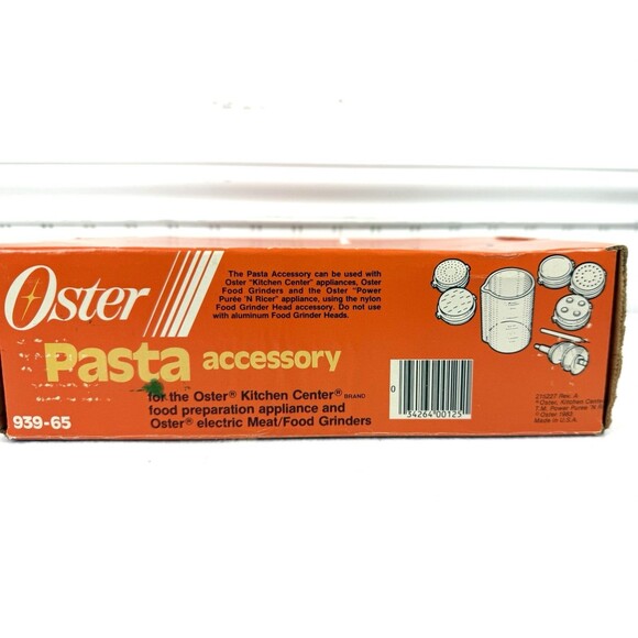 Vintage OSTER Kitchen Center Pasta Accessory Kit 939-65 Also Fits OSTER Grinder - Picture 11 of 11